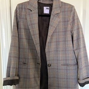 SO brown plaid oversized blazer
